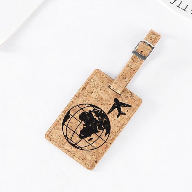 Earth Airplane Pattern Suitcase Pu Leather Luggage Tag Label