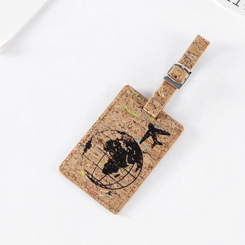 Earth Airplane Pattern Suitcase Pu Leather Luggage Tag Label