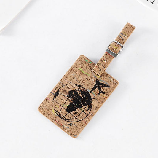 Earth Airplane Pattern Suitcase Pu Leather Luggage Tag Label