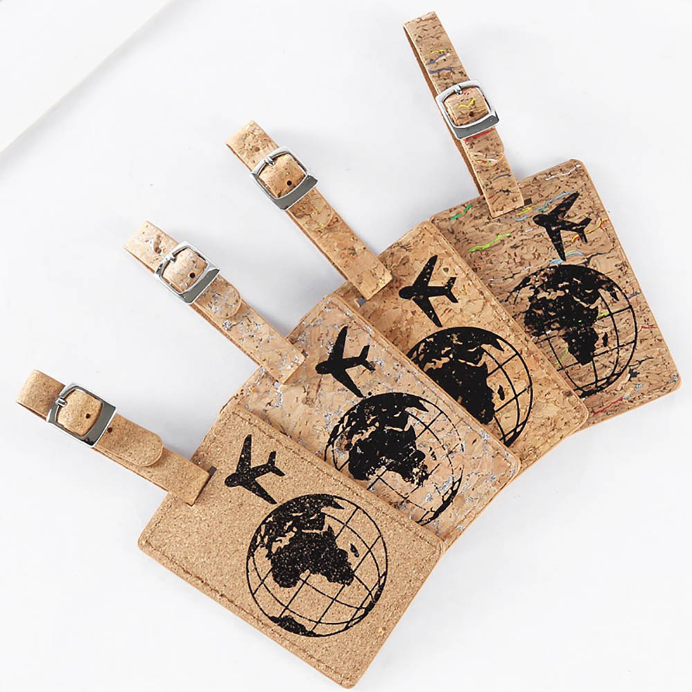 Earth Airplane Pattern Suitcase Pu Leather Luggage Tag Label