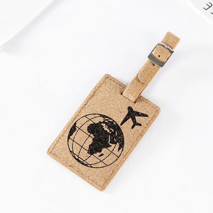 Earth Airplane Pattern Suitcase Pu Leather Luggage Tag Label