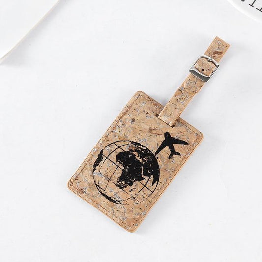 Earth Airplane Pattern Suitcase Pu Leather Luggage Tag Label