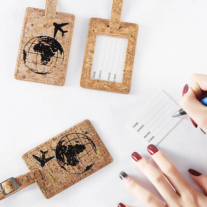 Earth Airplane Pattern Suitcase Pu Leather Luggage Tag Label